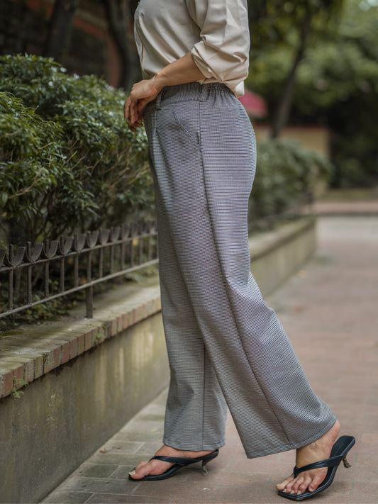 Grain Check Wide Leg Pant
