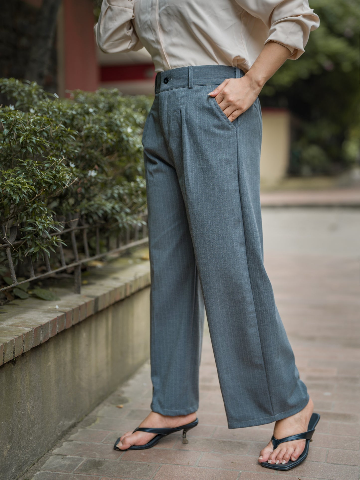 Pinstripe Wide Leg Pant