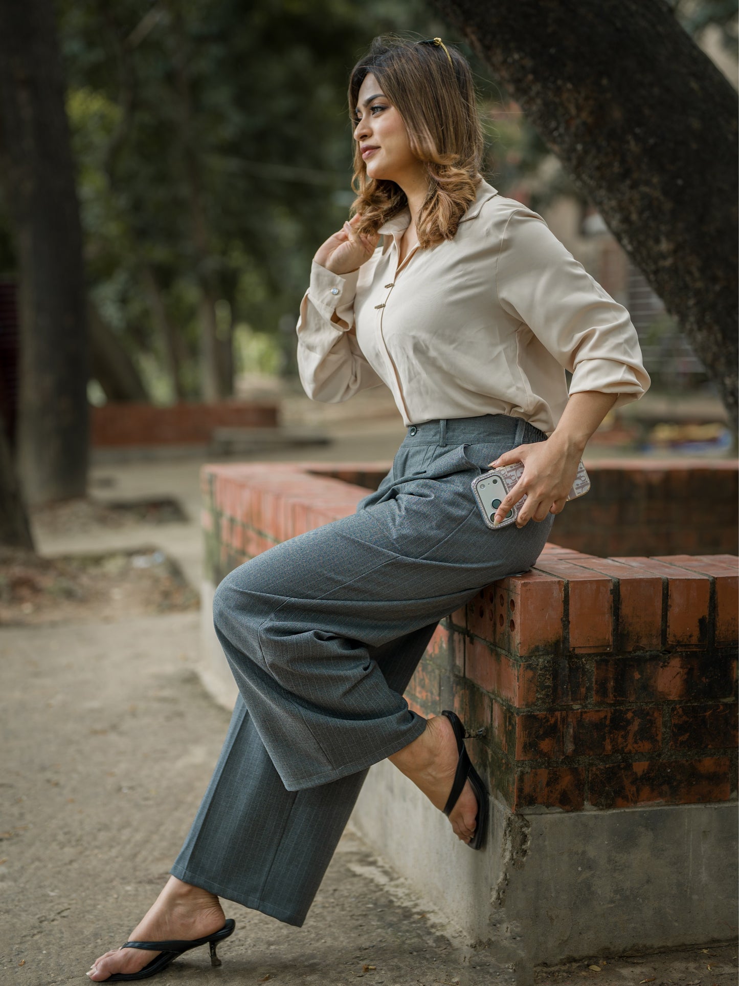 Pinstripe Wide Leg Pant